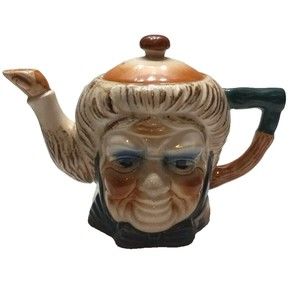 Toby Mug Style Tea Pot Kettle Vintage Woman in Scarf Lidded Japan